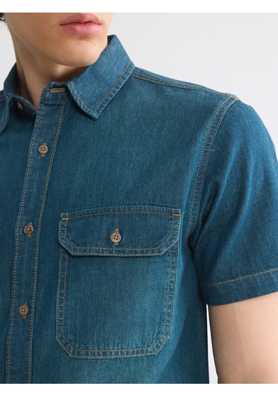 Lcw Jeans Yeşil Regular Fit Erkek Jean Gömlek