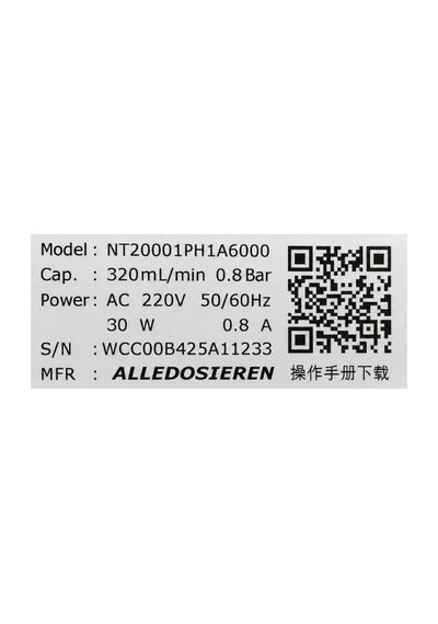 Alledosıeren Nt20001ph1a6000 Dozaj Pompası 320ml/dk 0.8bar 220v 30w