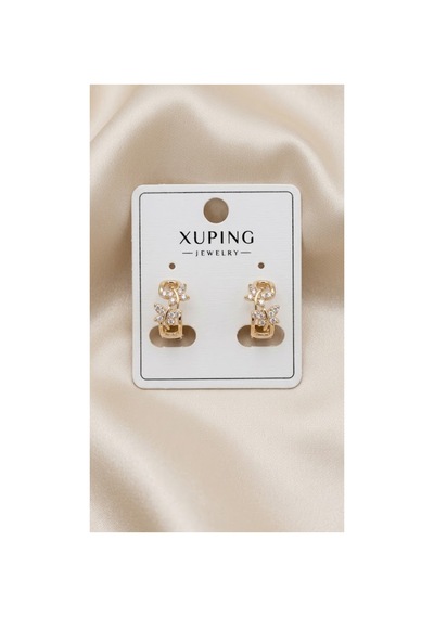 Xuping 14k Gold Rengi Kuyumcu İsçiligi Modern Tasarim Tas Detay Kararmaz Kadin Halka Küpe Metalik - 926433105 Metalik