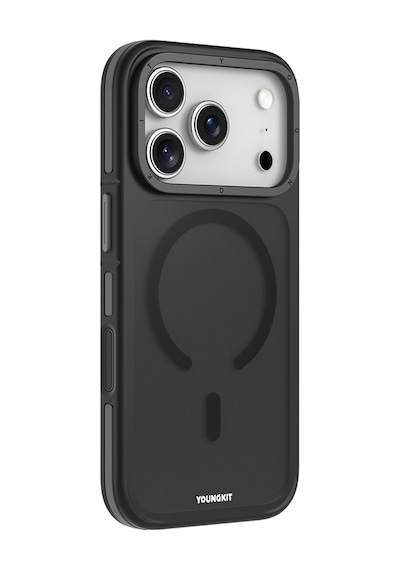 Apple Uyumlu iPhone 17 Pro Kılıf M-safe Şarj Özellikli Youngkit Rock Sand Serisi Kapak Siyah