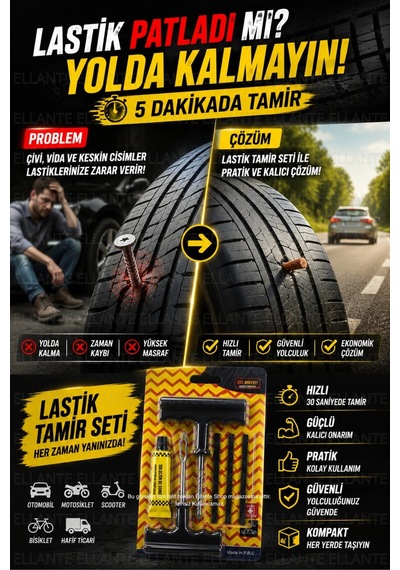 Lastik Yama Tamir Seti Patlak Lastiklere Hızlı Ve Güvenilir Çözüm