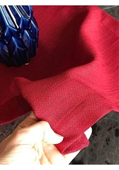 Simli Keten Runner Kırmızı 45x200 Açık Bej