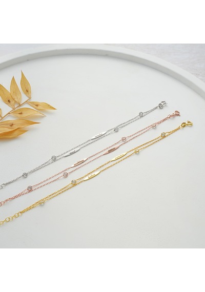 Queen Silver Jewelry 925 Ayar Gümüş 2 İsimli Bileklik Altın