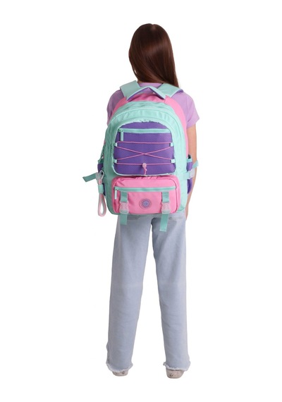 Kaukko Beş Gözlü Mesh Mint Kız Çocuk Yeşil - Mor - Pembe Okul Ve Günlük Sırt Çantası - K1851
