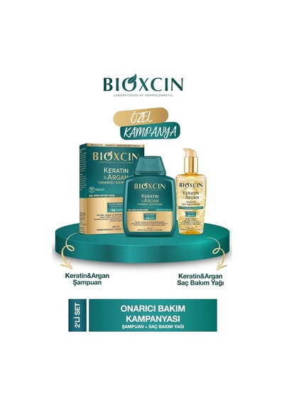 Keratin & Argan Onarıcı Şampuan300 Ml + Kertin Argan Saç Bakım Yağı Genel