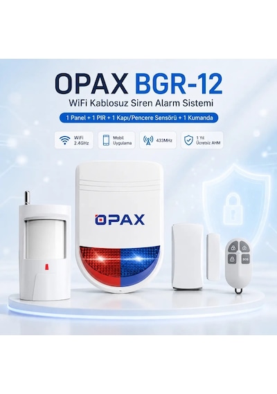 Opax Bgr-12 Wifi Kablosuz Alarm Sistemi 96 Bölge Desteği 1 Yıl Ahm