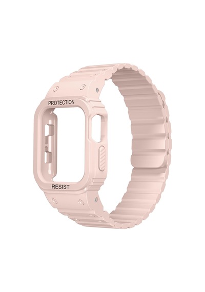 Apple Watch 38mm Uyumlu Krd-142 Airbag Tasarımlı Kasa Koruyuculu Silikon Kordon - Siyah