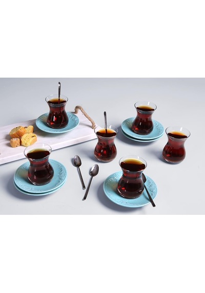 Suzanne Seasons Turkuaz 6 Kişilik Çay Takımı Açık Gri