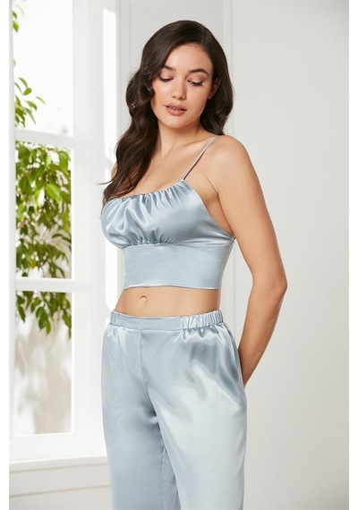 Pierre Cardin 2075 Kadın Saten Sabahlıklı Pijama Takım-mist Mist