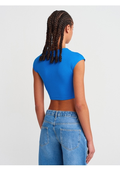 Dilvin 30528 Pamuk Ve Modal Karışımlı Crop Top-saks Saks