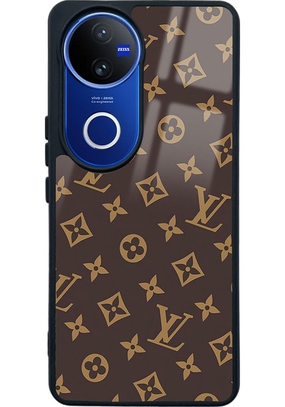 Vivo V50 Kahverengi Lv Tasarımlı Glossy Telefon Kılıfı Çok Renkli