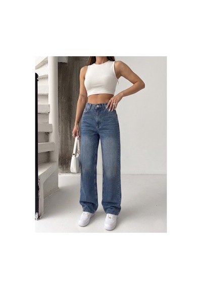 Kene Jeans Tint İşlemli Yüksek Bel Straight Denim Pantolon Tint İşlemli