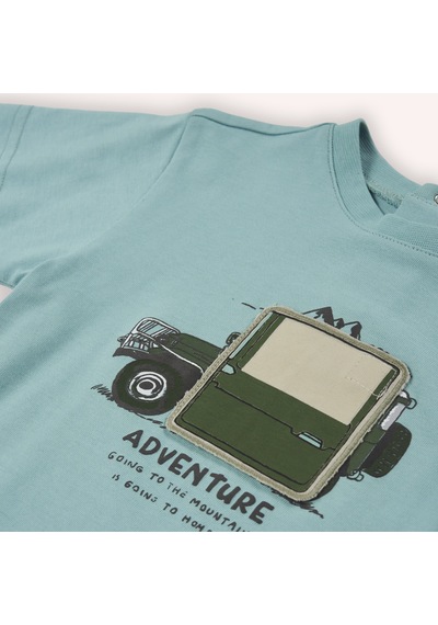 Panço Erkek Çocuk Baskılı Uzun Kollu T-shirt Haki Mint