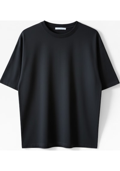 Feg Store %65 Pamuklu Kadın Oversize Sarı Fit Bisiklet Yaka T-shirt Siyah
