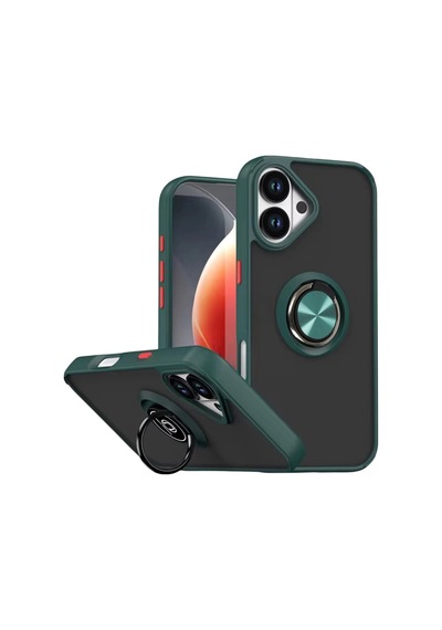 Apple Uyumlu iPhone 17 Montreal Yüzüklü Silikon Kapak - Yeşil 0.2M-Çok Renkli