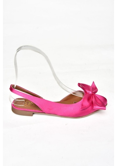 Fox Shoes S726921204 Fuşya Saten Kumaş Fiyonklu Kadın Babet Fuşya