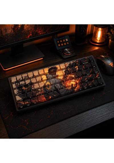Valorant Phoenix Temalı 68 Tuşlu Pbt Boya Süblimasyonlu Yan Baskılı Cherry Profil Mekanik Klavye Keycaps Seti
