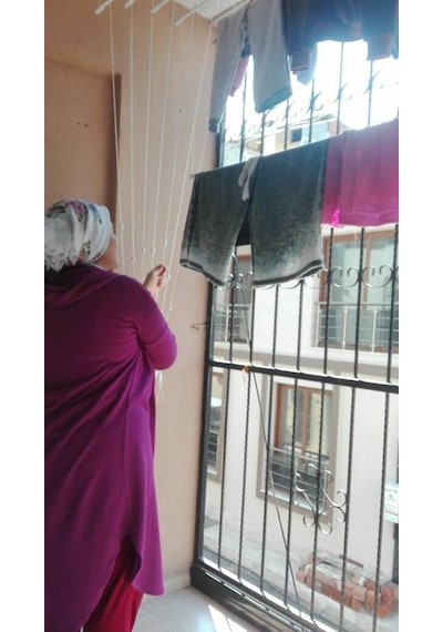 Güneş Asansörlü Çamaşır Askısı Çamaşırlık 7 Çubuklu 150 CM Gümüş