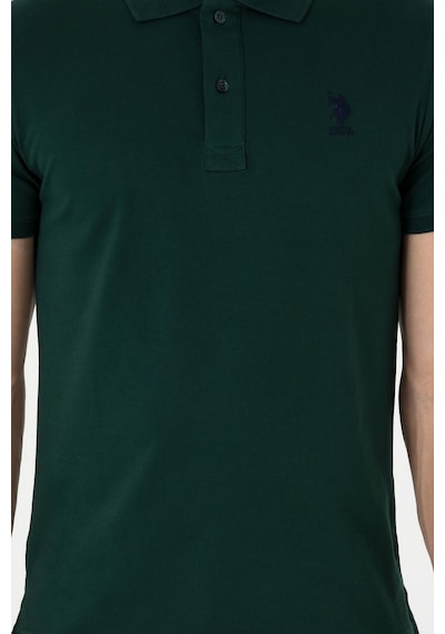 U.S. Polo Assn. Erkek Slim Fit Polo Yaka Koyu Yeşil Basic Tişört 50298011-VR079