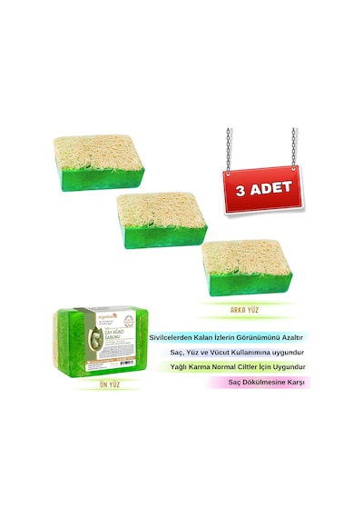 Organicsun Doğal Kabak Lifli Çay Ağacı Sabunu 3 x 120 G