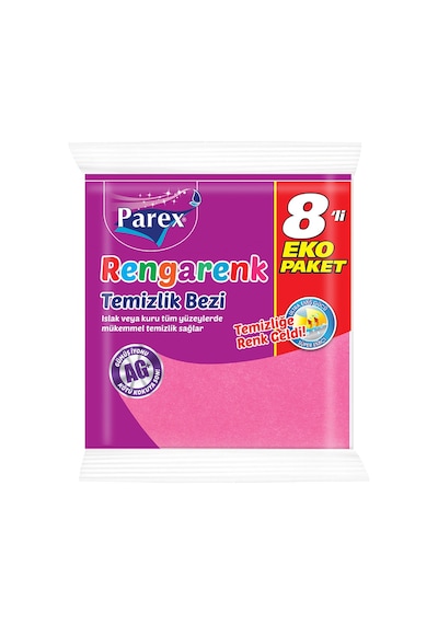 Parex Rengarenk Temizlik Bezi 8'li Eko Paket
