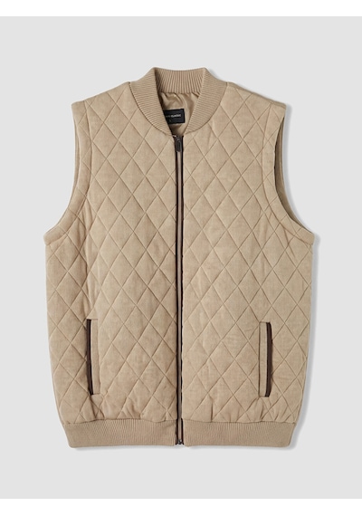 Lcwaıkıkı Classic Bej Regular Fit Kolej Yaka Erkek Triko Yelek