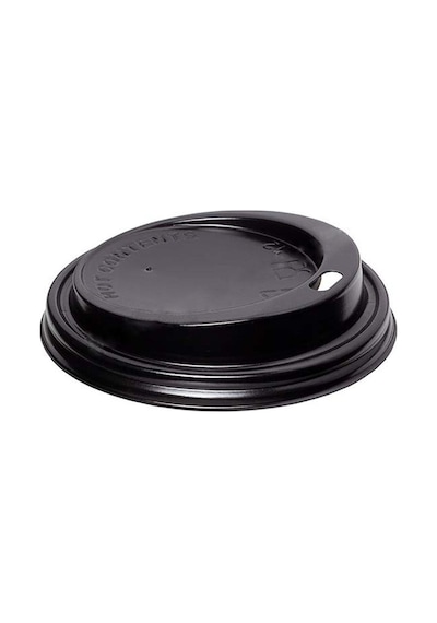 Sıcak Karton Kağıt Çay Kahve Bardak Kapağı - Emzikli Kapak - 12 Oz - Siyah - 100 Adetlik Paket
