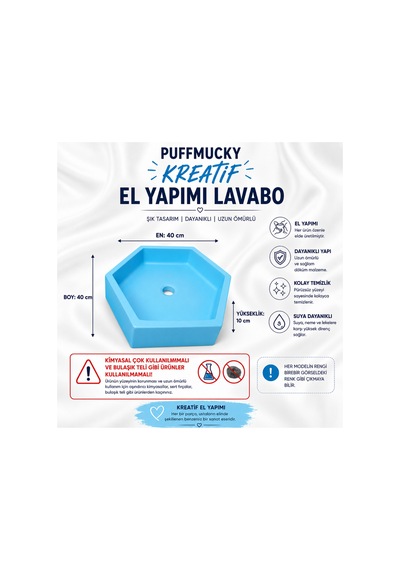 Lavabo Tezgah Üstü Lavabo Banyo Tuvalet Lavabosu Mavi Acık Mavi Acık