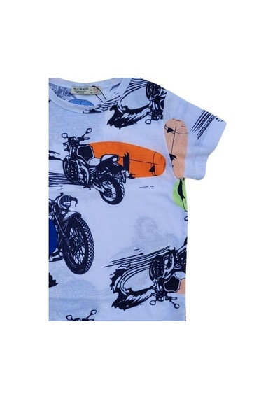 Woo Rage Erkek Çocuk Panda, Motorsiklet Baskılı Tshirt-11752-lacivert Lacivert