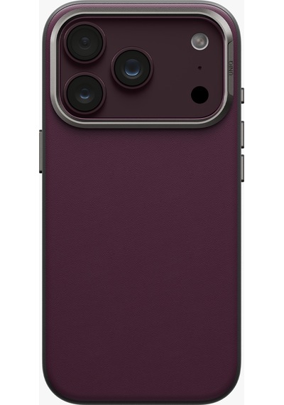 Apple iPhone Uyumlu 18 Pro Kılıf Lyden Ds Çift Tonlu Vegan Deri Magsafe Özel Tasarım Koruyucu Şık Kapak Mürdüm