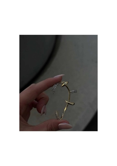 Lunarie Zirkon Taşlı Kulak Tırmığı Ear Cuff Küpe Altın
