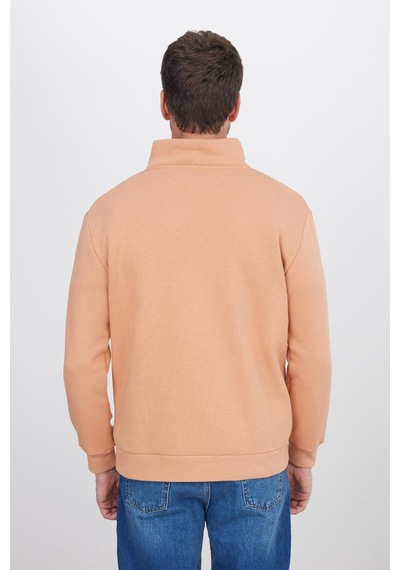 Tudors Unisex Relax Fit Rahat Kesim Pamuklu İçi Polarlı Yarım Fermuarlı Yavruağzı Dik Yaka Sweatshirt-35160 Çok Renkli