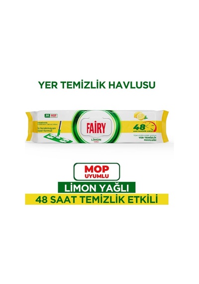 Çok Amaçlı Mop Uyumlu Yer Temizlik Havlusu 50 Yaprak Limon Yağlı Beyaz Sirke Karbonat 48 Saat Temizlik Etkili İz Bırakmayan Formül Belirtilmemiş