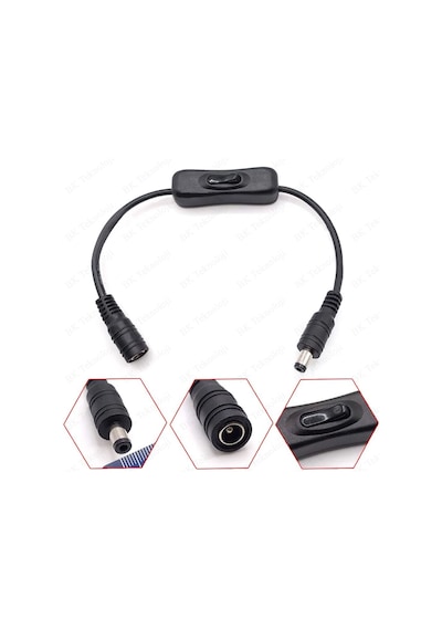 Açma Kapama Anahtarlı Dc 5.5x2.1 Mm Dişi-erkek Güç Kablosu