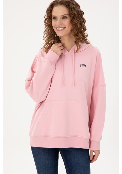 U.S. Polo Assn. Kadın Pudra Kapüşonlu Basic Sweatshirt 50297324-VR042