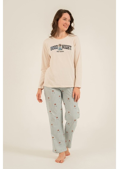 Arnetta Anne Kız Sweet Dreams Krem Uzun Kol Pijama Takım Ar3734-a-v1 Ar3734-a-v1