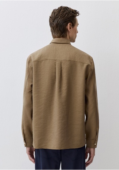 Mavi - Kahverengi Tencel Liyosel Karışımlı Gömlek 0211650-70378