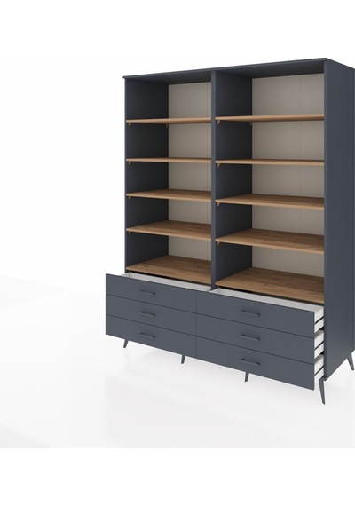 Kronos Gardrop 10 Raflı 6 Çekmeceli 176x59x221 Antrasit-çam/antrasit Çam/antrasit Kronos Gardrop 10 Raflı 6 Çekmeceli 176x59x221 Antrasit-çam/antrasit Çam/antrasit