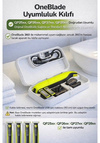 Oneblade Tıraş Makinesi Kutusu Dayanıklı Saklama Ve Koruma Çantası Beyaz