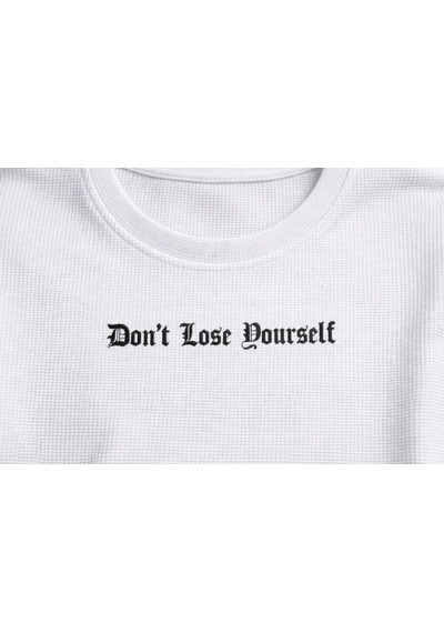 Erkek Wafıl Kumaş Tişört Regular Kalıp Bisiklet Yaka Baskılı T-shirt - Beyaz