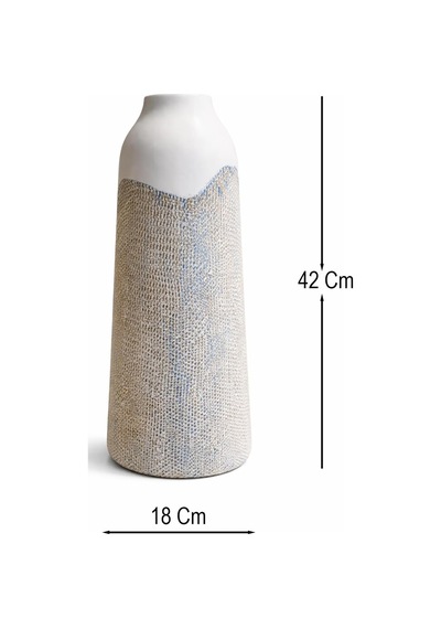 Handmade Seramik Dekoratif Vazo 42 Cm Korolova Modern Minimal Tasarım, Büyük Boy Çiçeklik, Salon & Ofis Dekoras Çok Renkli
