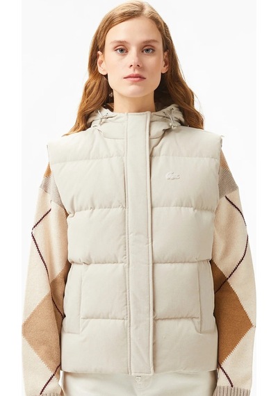 Lacoste Down Fill Water Resistant Womens Vest Kadın Su İtici Sabit Kapüşonlu Kaz Tüyü Yelek Taş Taş Rengi Lacoste Down Fill Water Resistant Womens Vest Kadın Su İtici Sabit Kapüşonlu Kaz Tüyü Yelek Taş Taş Rengi