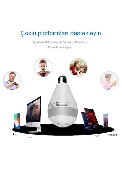 Panoramik 360 Ampul Kamera E27 Duy Girişli Led Wifi Kamera