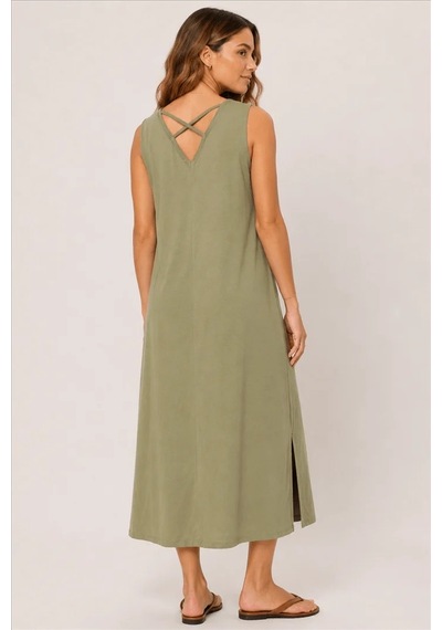 Fashion Friends Sırtı Çapraz Biyeli Kadın Elbise 26y0378k1 Haki