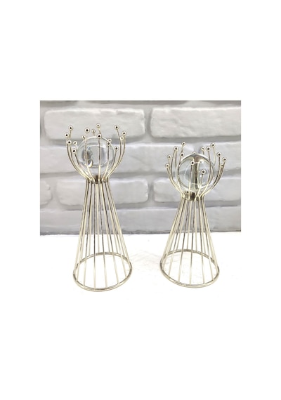 Gümüş Kaplama Metal 2'li Set Salon Olimpiyat Model Dekor 1 Takım