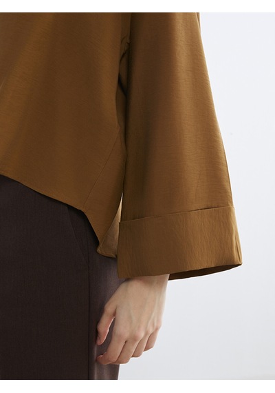 Lcw Vision Kahverengi Oversize Kadın Gömlek