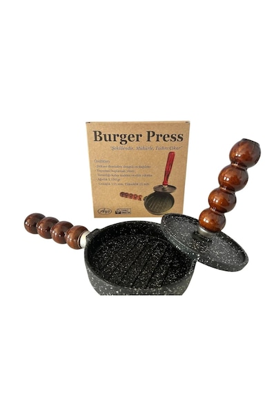 Döküm Demir Hamburger Presi Ve Köfte Kalıbı - Et Mühürleme, Alt Üst Homojen Pişirme - Model 127853320350