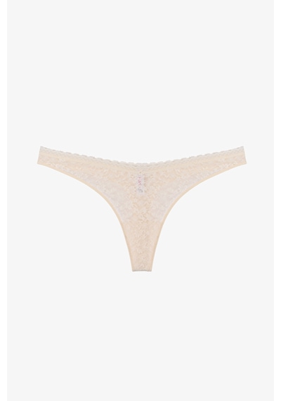 Penti Bej Easy Lace Dantel V Model Tanga Külot