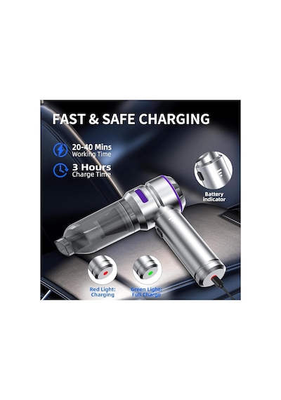 Lf-6122 4'ü 1 Arada Çantalı Araç İçi Süpürge El Süpürgesi 16000pa Güçlü Çekim Fırçasız Motor
