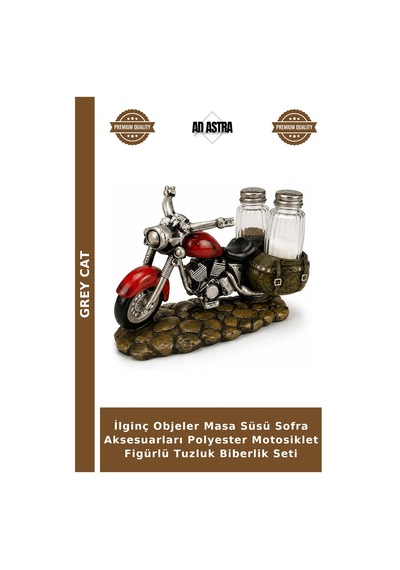İlginç Objeler Masa Süsü Sofra Aksesuarları Polyester Motosiklet Figürlü Tuzluk Biberlik Seti Çok Renkli